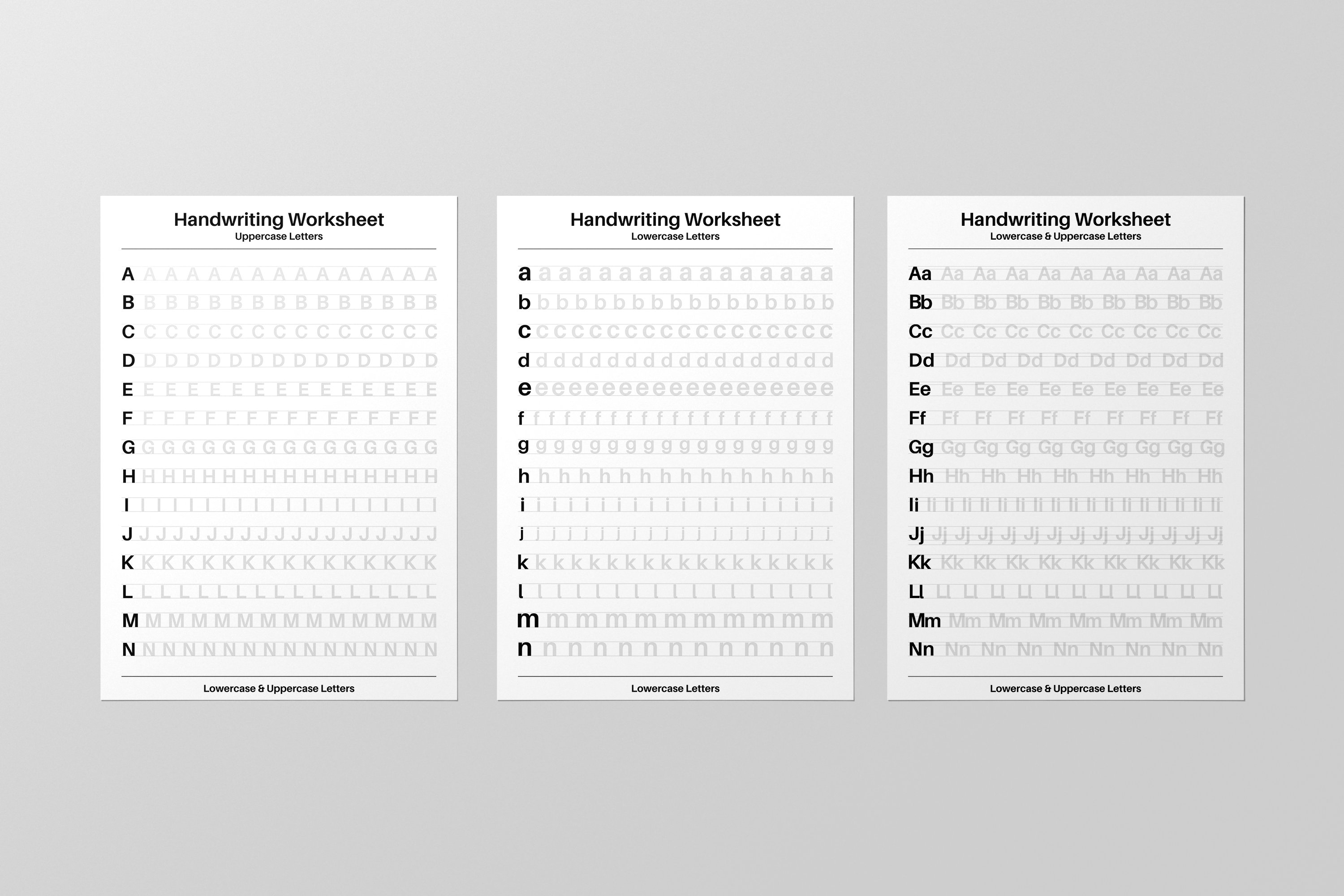 Printable Print Handwriting Worksheets Uppercase, Lowercase, Animals
