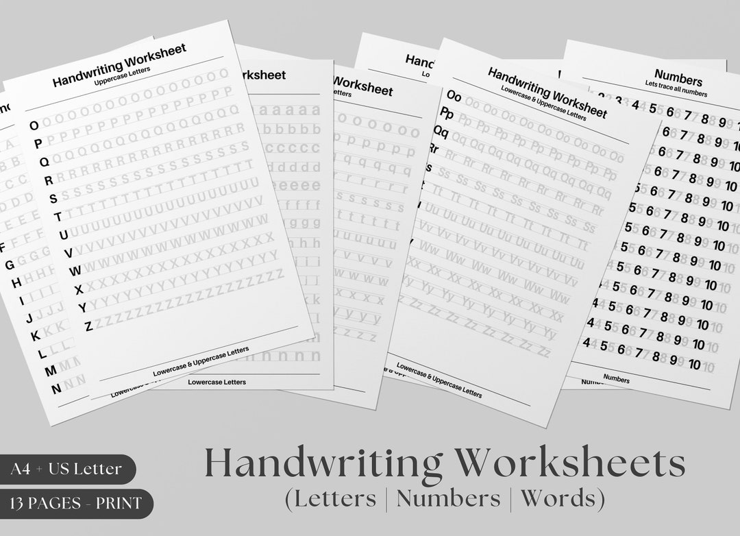 Printable Print Handwriting Worksheets Uppercase, Lowercase, Animals