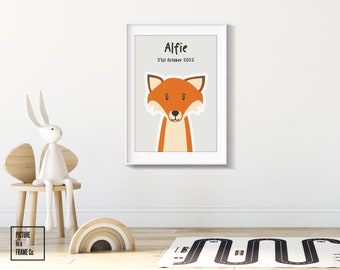 Kettu the fox | Personalised fox name print | Fox nursery print | Woodland nursery decor | Childrens wall art | Woodland animal print