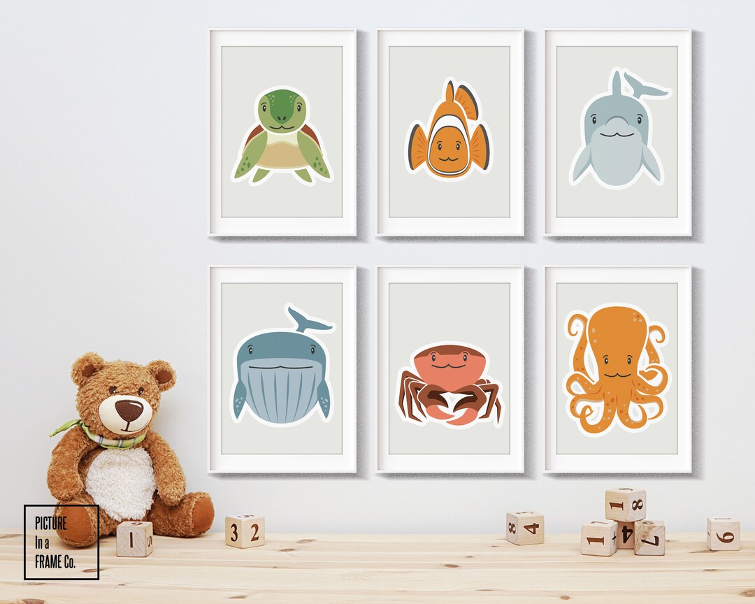 Under the Sea Nursery Prints Set of 1, 3 or 6 Ocean Nursery Decor Kids ...