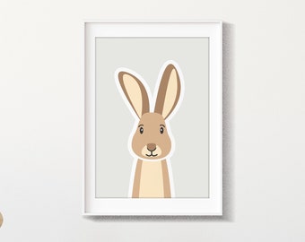 Kani the rabbit | Rabbit nursery print | Woodland nursery decor | Kids wall art | Woodland animal print | Childrens wall art