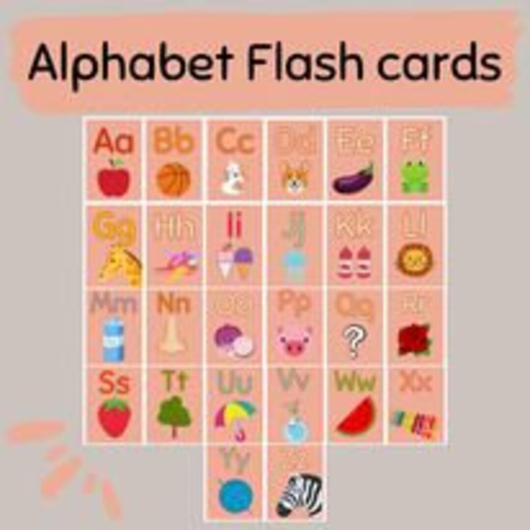 Alphabet Flash Cards Memory Card Educational Activity Etsy