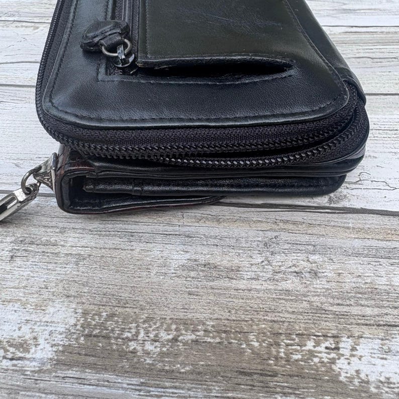 VTG Brighton - Bolso bandolera, cartera, tarjetero pequeño, piel de cocodrilo negra, viaje imagen 6