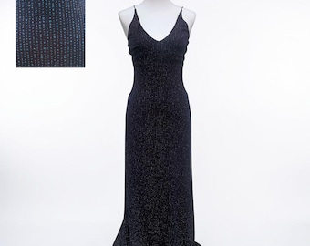 Vestido largo estilo vintage Y2K Rampage, talla M, azul marino con purpurina, escote en V, espalda descubierta y tirantes, estilo Fairycore.