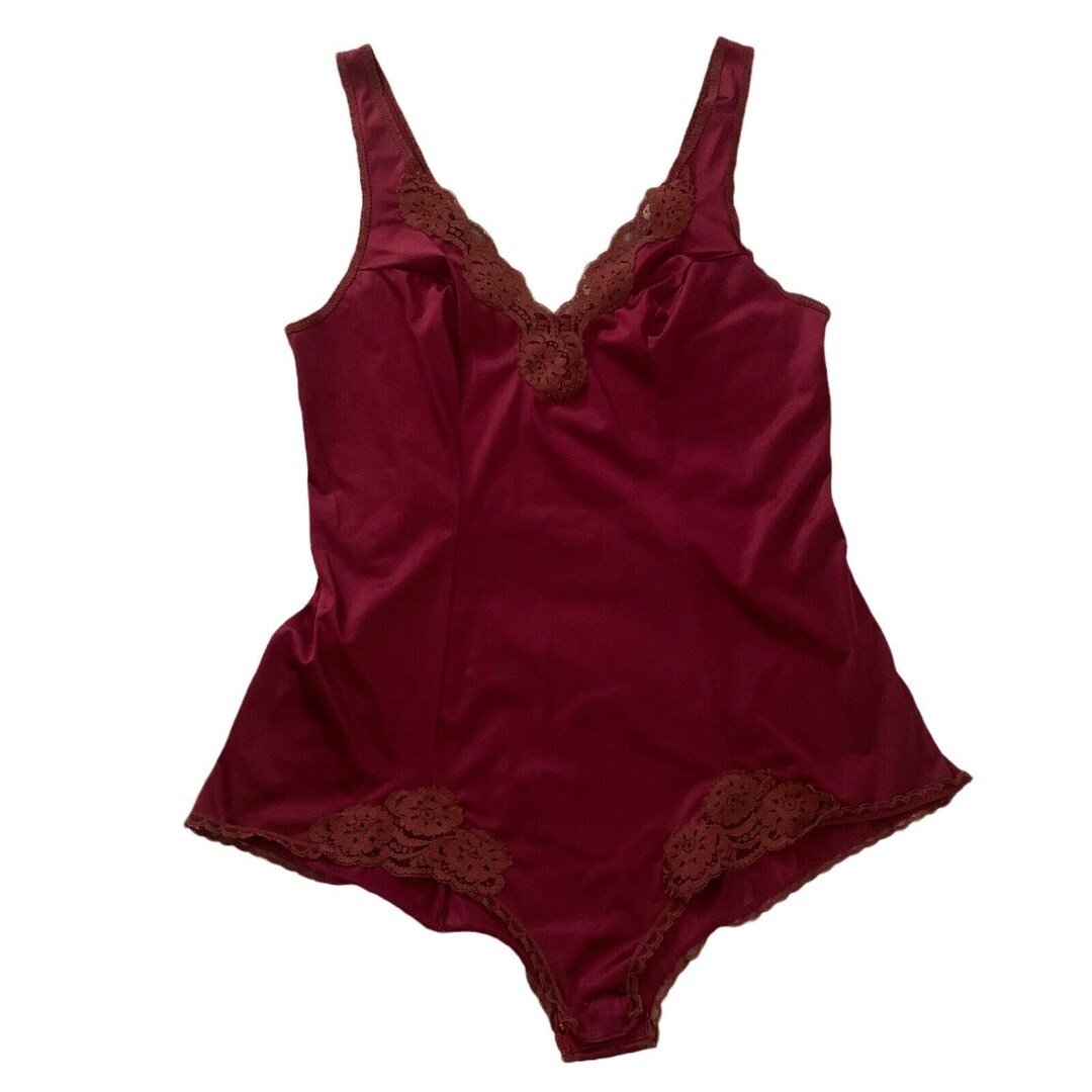 Vintage Vassarette Lingerie Sleepwear Teddy Bodysuit Red Etsy