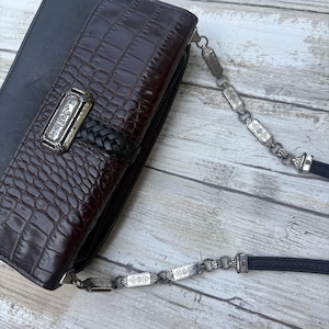 VTG Brighton - Bolso bandolera, cartera, tarjetero pequeño, piel de cocodrilo negra, viaje imagen 3