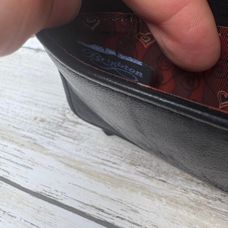 VTG Brighton - Bolso bandolera, cartera, tarjetero pequeño, piel de cocodrilo negra, viaje imagen 9