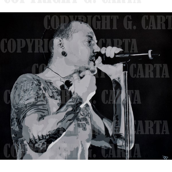 Chester Bennington Linkin Park, pop art acrylic painting to download PNG Jpeg Pdf