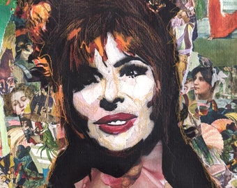 Mylène Farmer peinture collage pop art unique