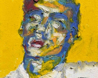 Pastels à l'huile | Peinture originale unique | portrait homme encadré