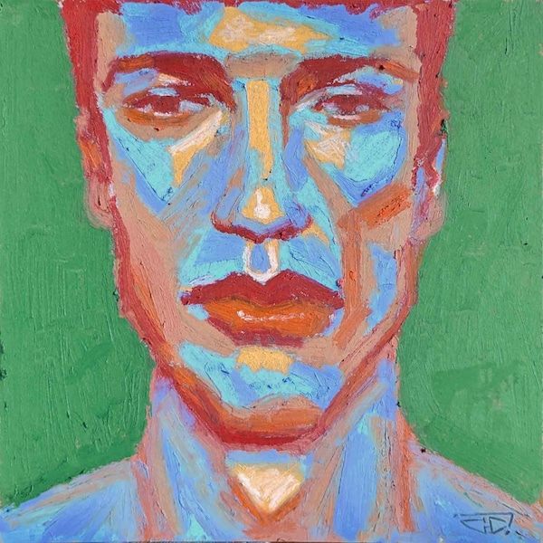 Peinture originale unique aux pastels à l'huile "Le contraire m'aurait étonné" encadrée | portrait homme