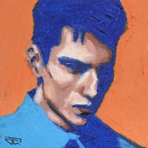 Peinture originale unique aux pastels à l'huile portrait homme image 1