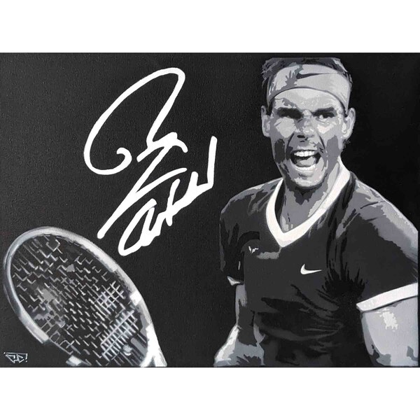 Rafael Nadal | peinture en noir et blanc | portrait pop art street art original sur toile | joueur de tennis