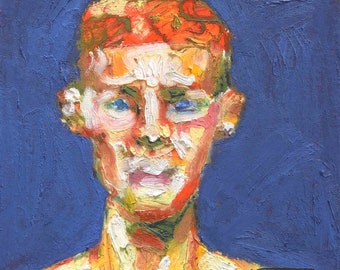 Oil pastels | Unique original painting | framed man portrait