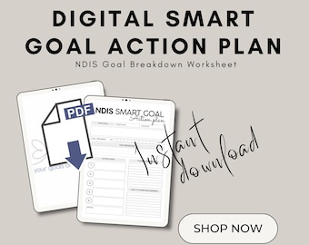 NDIS SMART Goal Action Plan Worksheet, Psychosocial Recovery Coach Tools, Support Coordination, NDIS, Disability, Goals