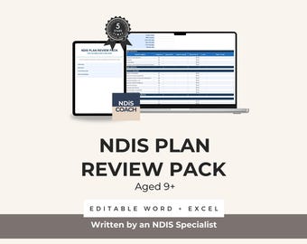 NDIS Plan Review Pack | Children Ages 9+ | Parent Preparation Kit | Editable Word + Excel