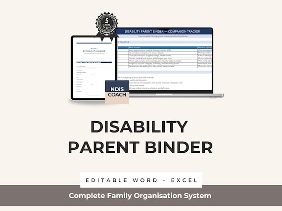 Disability Parent Binder | NDIS Family Organisation System | Editable Word + Excel Tracker | Australian Disability Support