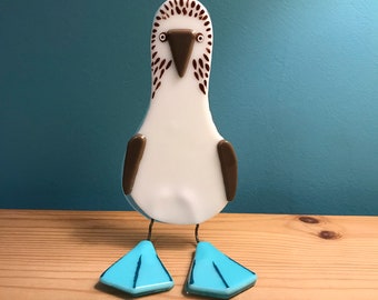 Blue-Footed Booby in Fused Glass - Large, 15cm