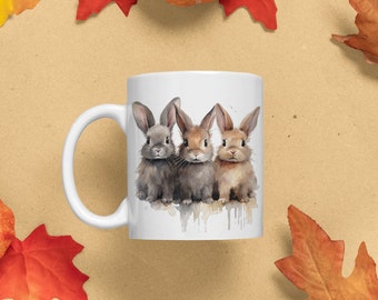 Mug lapin, idée cadeau lapin, mug lièvre bateau vers le bas, cadeau style aquarelle, idée cadeau art mural lapin, mug lapin, cadeau lapin, cadeau amoureux de lapin