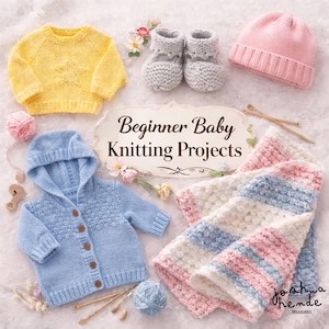 30+ Baby Knitting Patterns Bundle PDF, Beginner Baby Knit Patterns, Easy Hats Sweaters Booties, Newborn Knitting, Newborn Knit Set PDF
