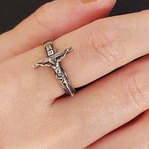Jesus Cross Ring, Dainty Cross Ring, Silver Tiny Cross Ring, Christian Gift, Minimalist Cross Ring, Gift for Her, Gift for Him