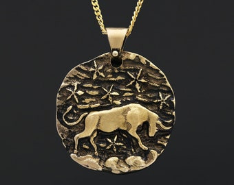 Medaillon Stier, hanger Stier, ketting dierenriem, astrologiecadeau, hanger dierenriem Stier, ketting Stier, ketting dierenriem