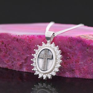 Diamond 925 Sterling Silver Crusader Pendants, Silver Christian Cross Necklace, Silver Christian Cross Pendants, Christian Jewelry