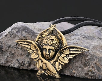Guardian Angel Necklace, Angel Wing Pendant Necklace, Heavenly Angel Charm Necklace, Angel Protection Necklace, Cherubim Necklace