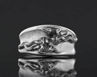 Gemini Ring, Sterling Silver Zodiac Ring,  Gold Coating Gemini Ring, Gemini Horoscope Ring, Gemini Zodiac Ring, Zodiac Ring, Astrology Gift