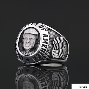 Donald Trump Face Ring with American Flag, Fight Ring, MAGA Ring, MAGA Jewelry, Patriotic Trump 2024 Jewelry, Political Ring, Trump Fan Gift