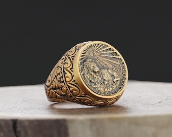 Anillo Leo, joyería personalizada del zodiaco para amantes de los leones y los leos, anillo de oro artesanal con la constelación de Leo para entusiastas de la astrología.
