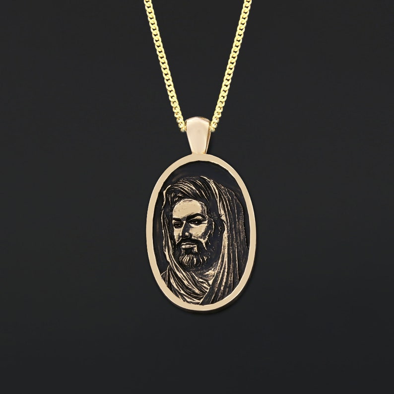 Hazrat Ali Face Necklace Islamic Oval Pendant Dhulfiqar Etsy
