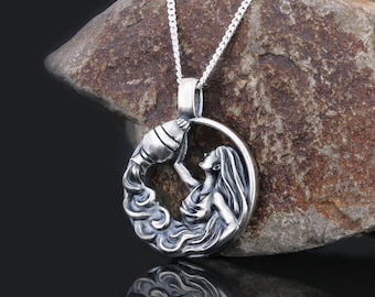 Aquarius Pendant, Zodiac Necklace, Astrology Gift, Zodiac Pendant, Aquarius Necklace, Zodiac Pendant Necklace, Aquarius Medallion