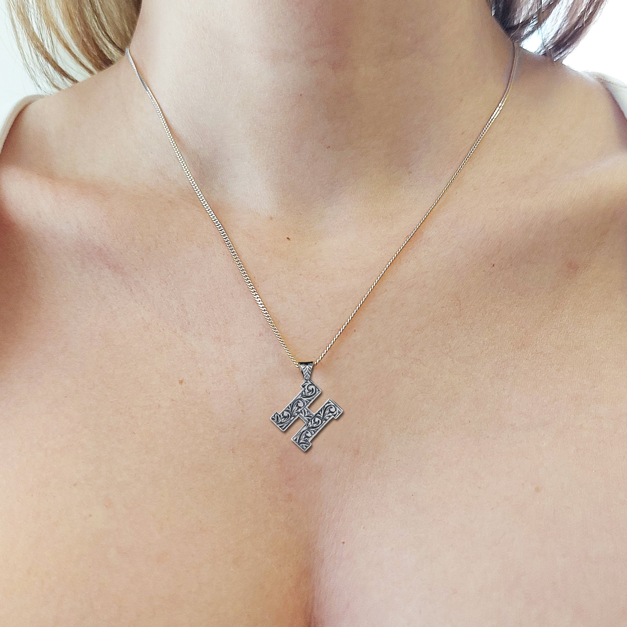 Letter H Pendant Charm, Personalized H Necklace, A-Z Initial