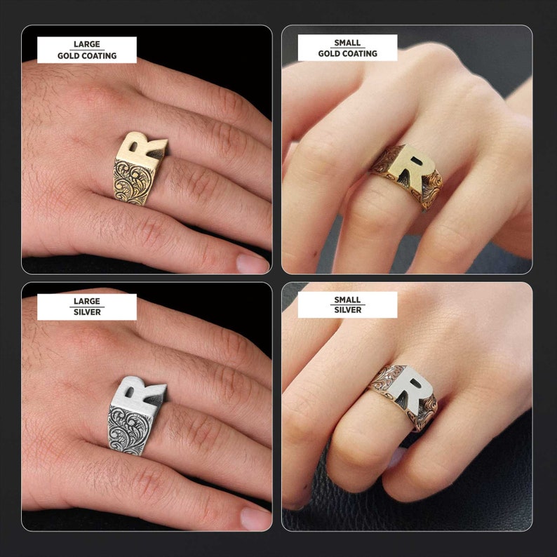 Initial R Letter Ring, Monogram Letter R Ring, Silver Alphabet Jewelry ...