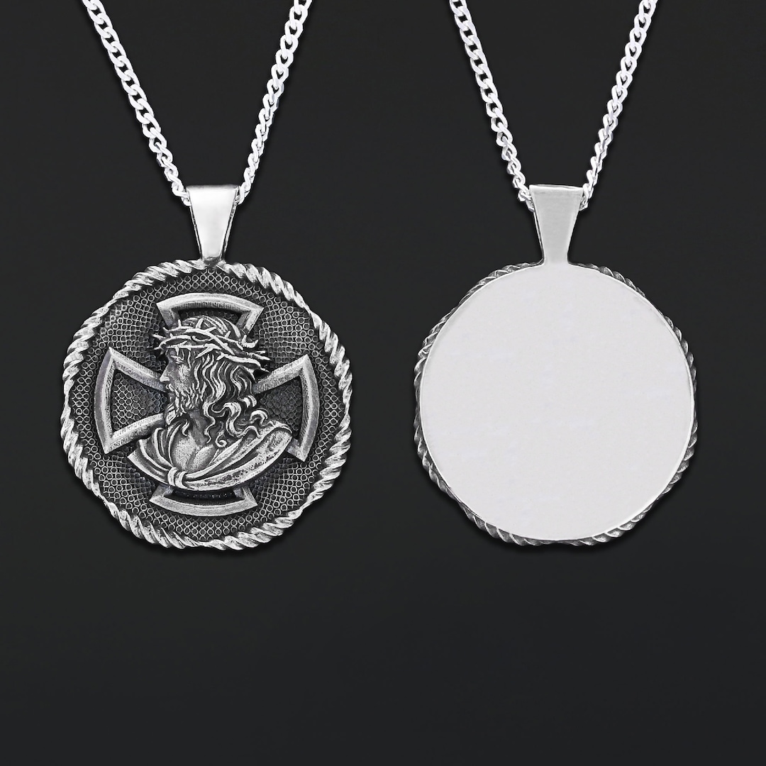 Jesus Necklace, Messiah Necklace, Christ Necklace, Round Silver