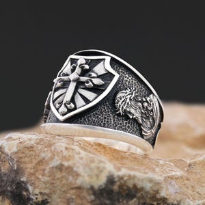 Christian Cross Ring, Crusader Ring, Chi Rho Ring, Christian Ring, Anillos de oro par Templars Ring, Bishop Signet Ring, Catholic Ring