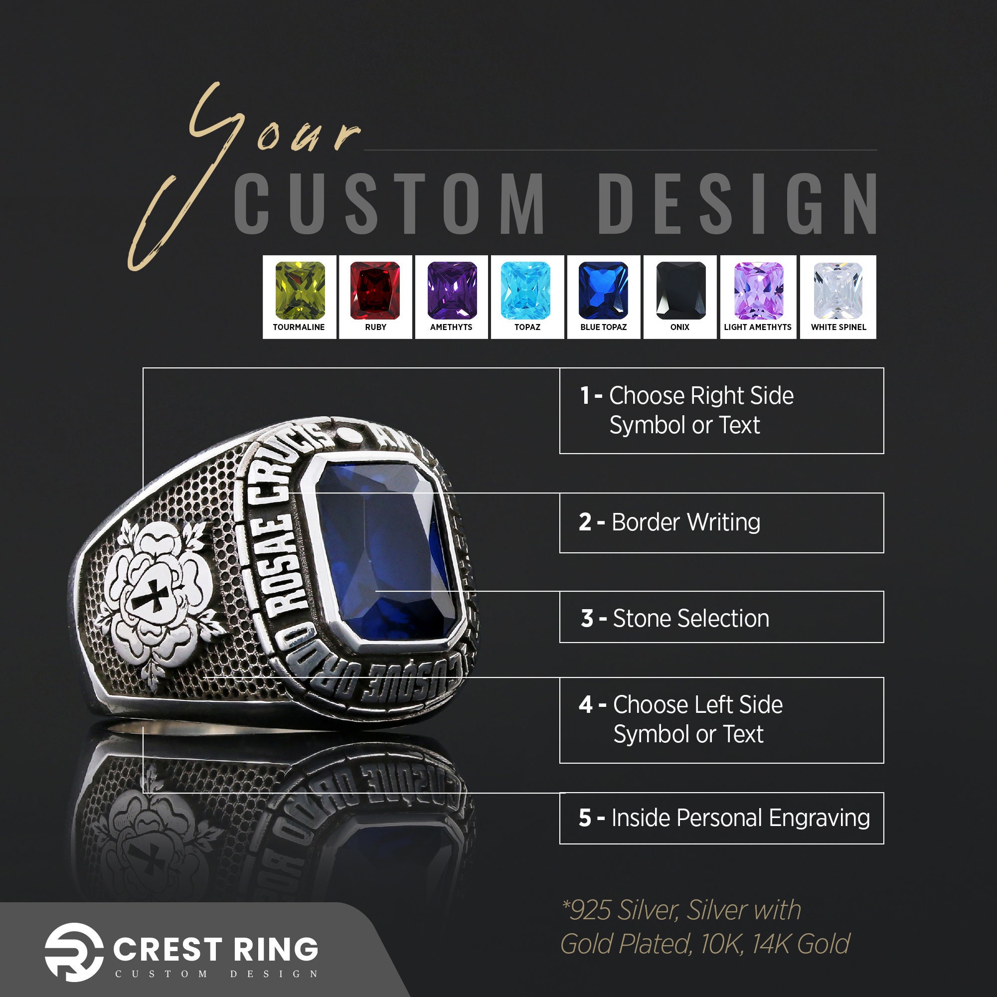 Handmade Custom Rousea Crucis Ring, Spiritual Symbol of Ancient Order ...