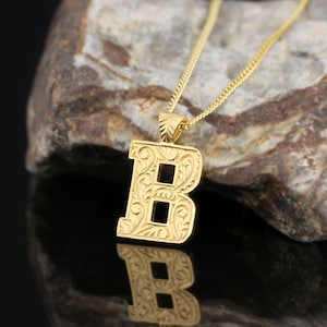 Pingente de letra B, pingente de nome inicial, colar de monograma, colar de letra B personalizado minimalista, colar de inicial B revestido de ouro
