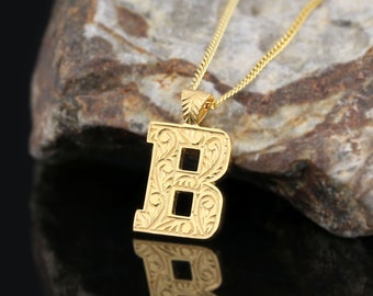 B Letter Pendant Charm, Initial Name Pendant, Monogram Necklace, Minimalist Personalized Letter B Necklace, Gold Coated B Initial Necklace