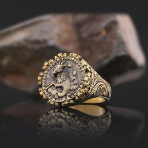 Capricorn Round Patterned Ring, Capricorn Zodiac Ring, Capricorn Birth Date Gift, Astrology Symbol Ring, Horoscope Signet Ring, Ring for Men