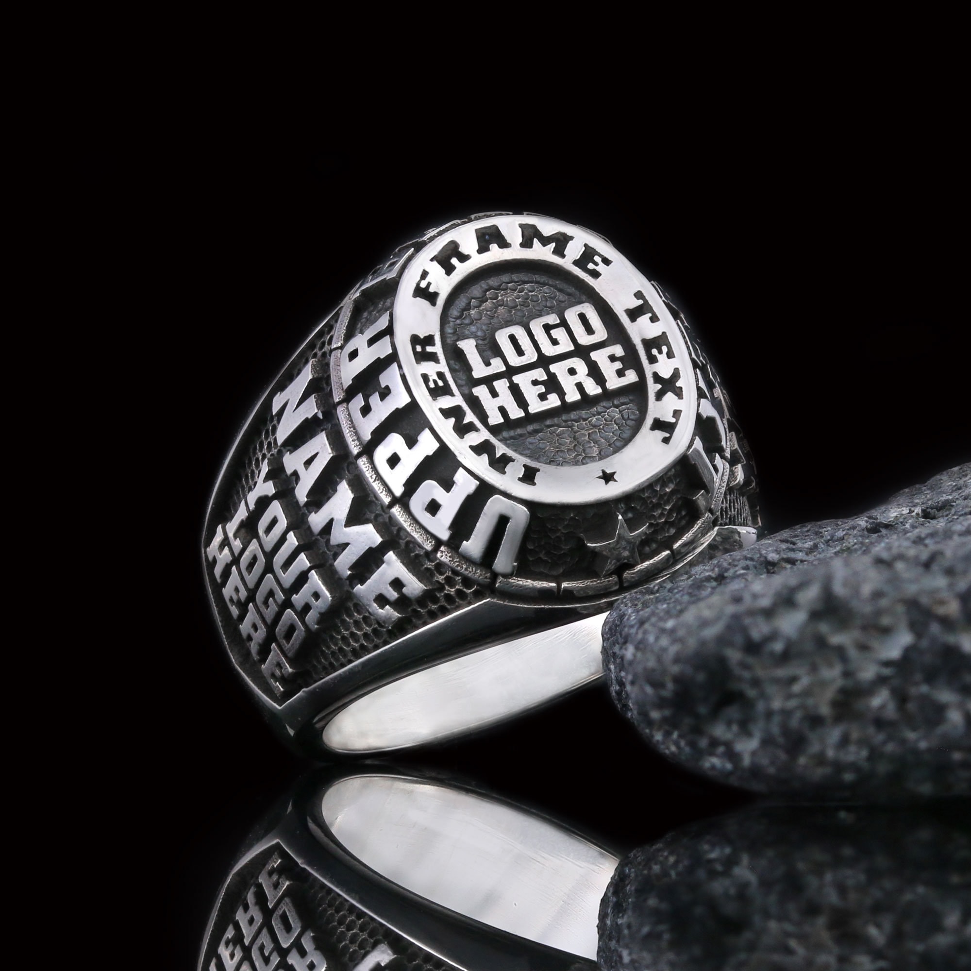 Engraved College Ring 18号 High School Ring, College Ring, Personalized School Ring