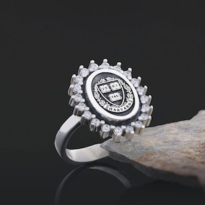 Personalized College Jewelry, Graduation Stone Ring, Personalized Class Ring for Women, University Gift, Class Stone Ring, High School Ring