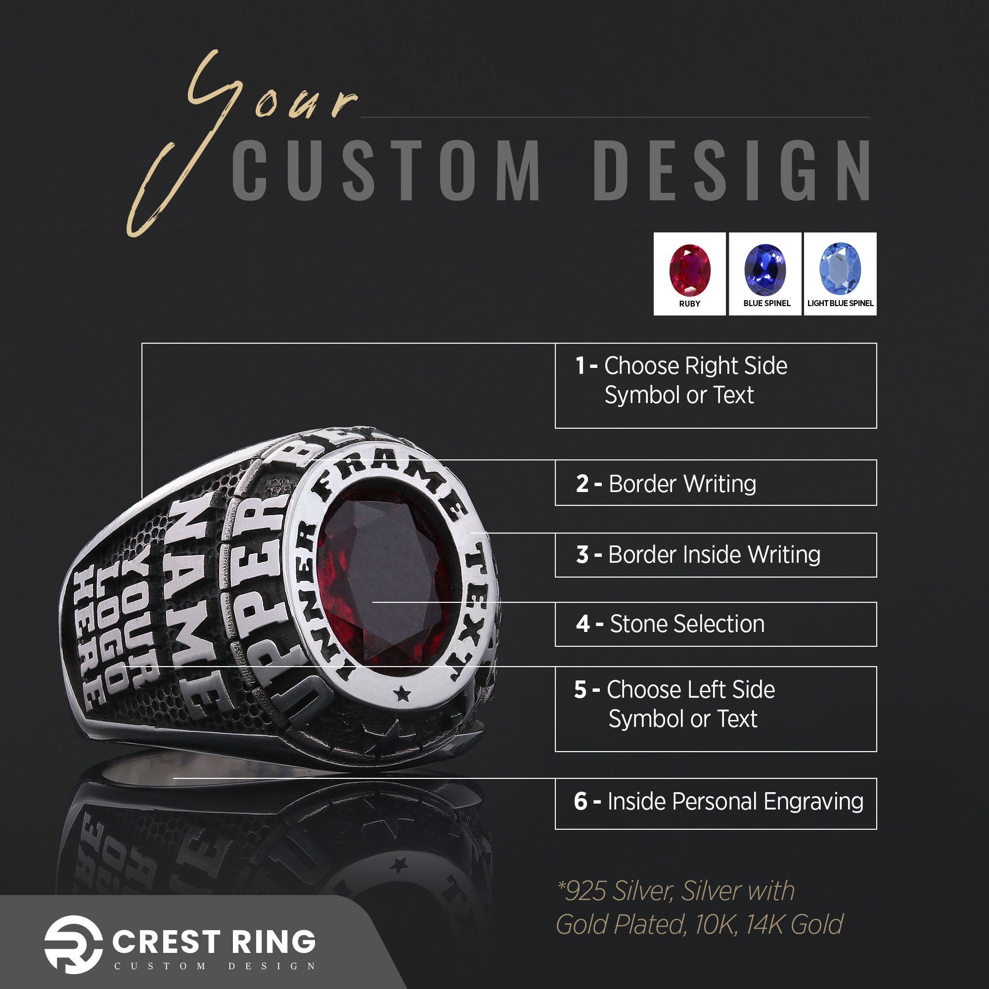 Graduation College Ring, Personalized University Ring, High School ...