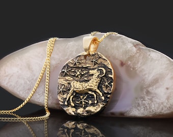 Naszyjnik ze znakiem zodiaku Baran, naszyjnik z wisiorkiem ze znakiem zodiaku, wisior ze znakiem Barana, naszyjnik ze znakiem zodiaku, prezent astrologiczny, medalion ze znakiem Barana, wisior z horoskopem