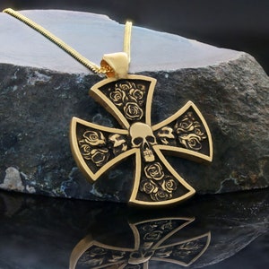 Rosicrucian Order Pendant, Amorc Membership Necklace, Rosicrucian and Rosicrucian Cross Jewelry, Skull Cross Necklace, Rousea Crucis Jewelry