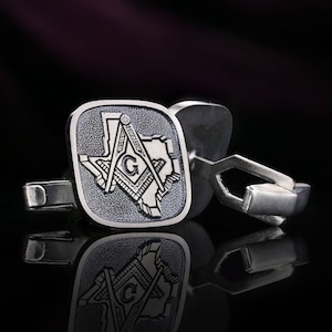 Grand Lodge of Texas Masonic Cufflinks, Texas Masonic Gift, Customized Jewelry, Mason Cuff Links, Handmade Masonic Cufflinks, Gift for Dad