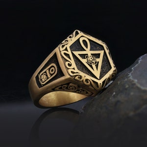 Custom Amorc Membership Rings, Gift for Men Jewelry, Handmade Rose Crucis Silver Ring, Spiritual Symbol of Ancient and Mystical Order Ring