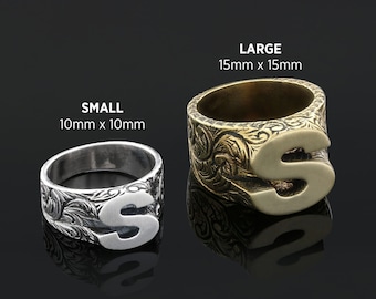Monogram S Letter Ring, S Initial Ring, S Letter Ring, Handmade Name Ring, Silver Alphabet Jewelry, Gold Coated Signet Ring, A-Z Letter Ring