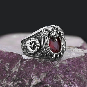 Jesus Statement Ring, Ancient Ring for Men, Christian Jewelry, Custom Christian Cross Ring, Christ Ruby Ring, Gold Plated Catholic Ring